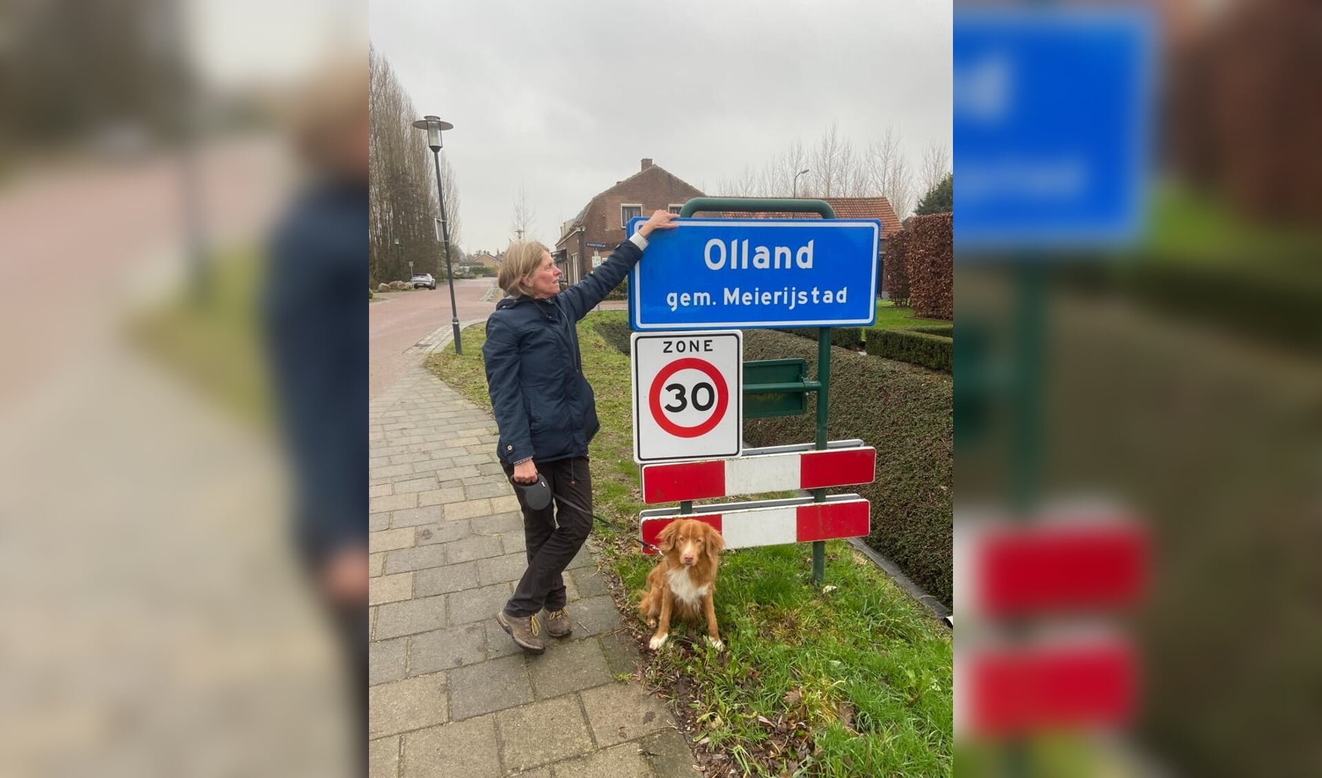 Ingrid tikt het bord van Olland aan, maar liep ook door de andere dorpen.