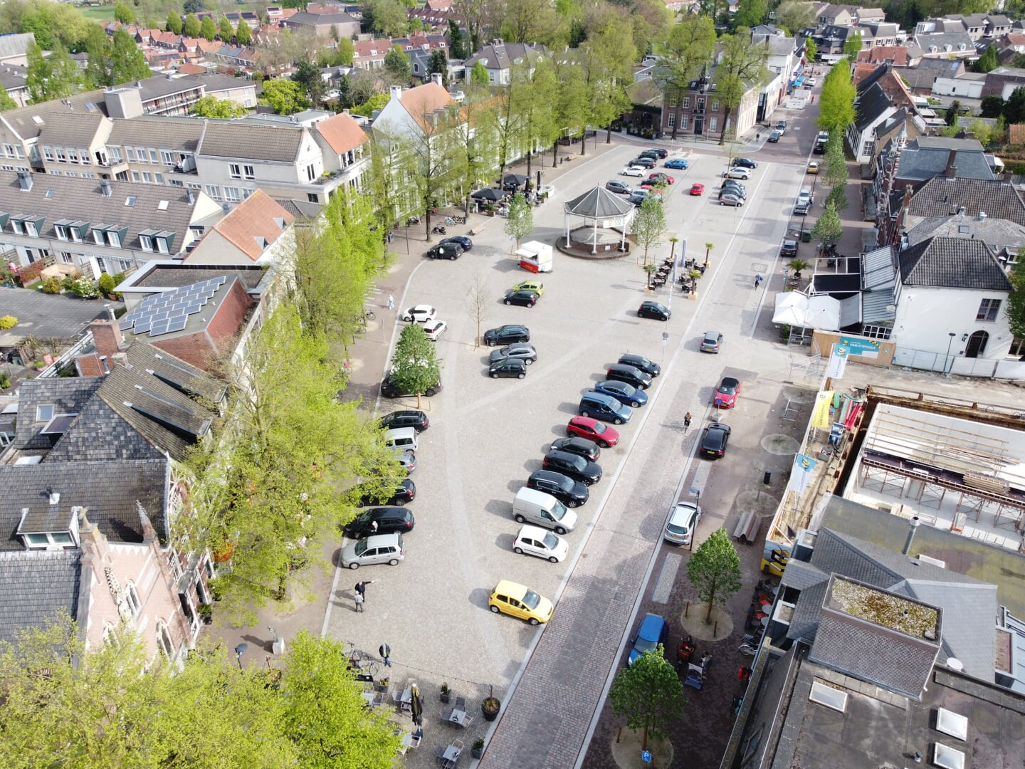Een luchtfoto van de nieuwe Markt.