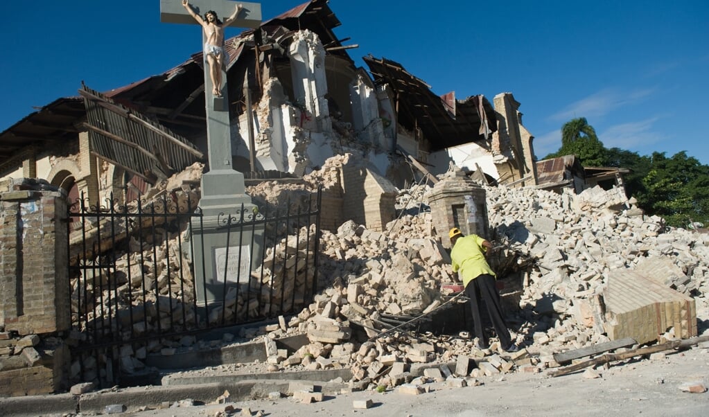De Sacre Coeur, een kerk in de Haïtiaanse hoofdstad Port-au-Prince, werd bij de aardbeving op 12 januari 2010 verwoest. ( beeld afp)