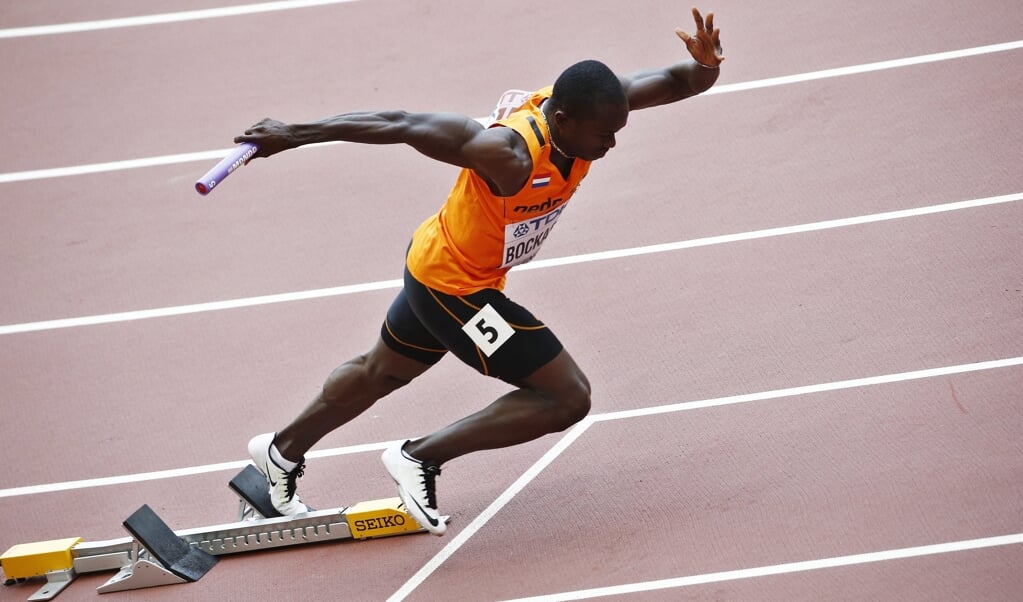 Solomon Bockarie op de 400 meter horden tijdens de Olympische Spelen van Peking.  (beeld epa / Jeon Heon-Kyun)