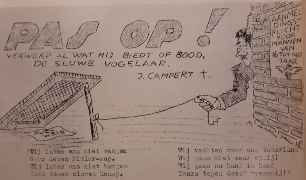 Een van de vele plakkaten van het verzet tegen de gedwongen arbeidsinzet, de Liese-Aktion. ( beeld Sijes (de arbeidsinzet))