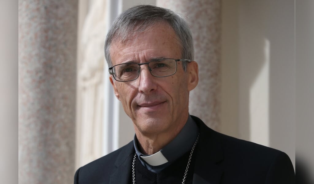 Bisschop Olivier de Germay van Ajaccio (Corsica, Frankrijk), en opvolger van kardinaal Barbarin als aartsbisschop van Lyon. (beeld Pascal Pochard-Casabianca / afp)