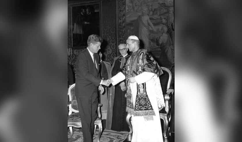 Kennedy ontmoet paus Paulus VI op 2 juli 1963