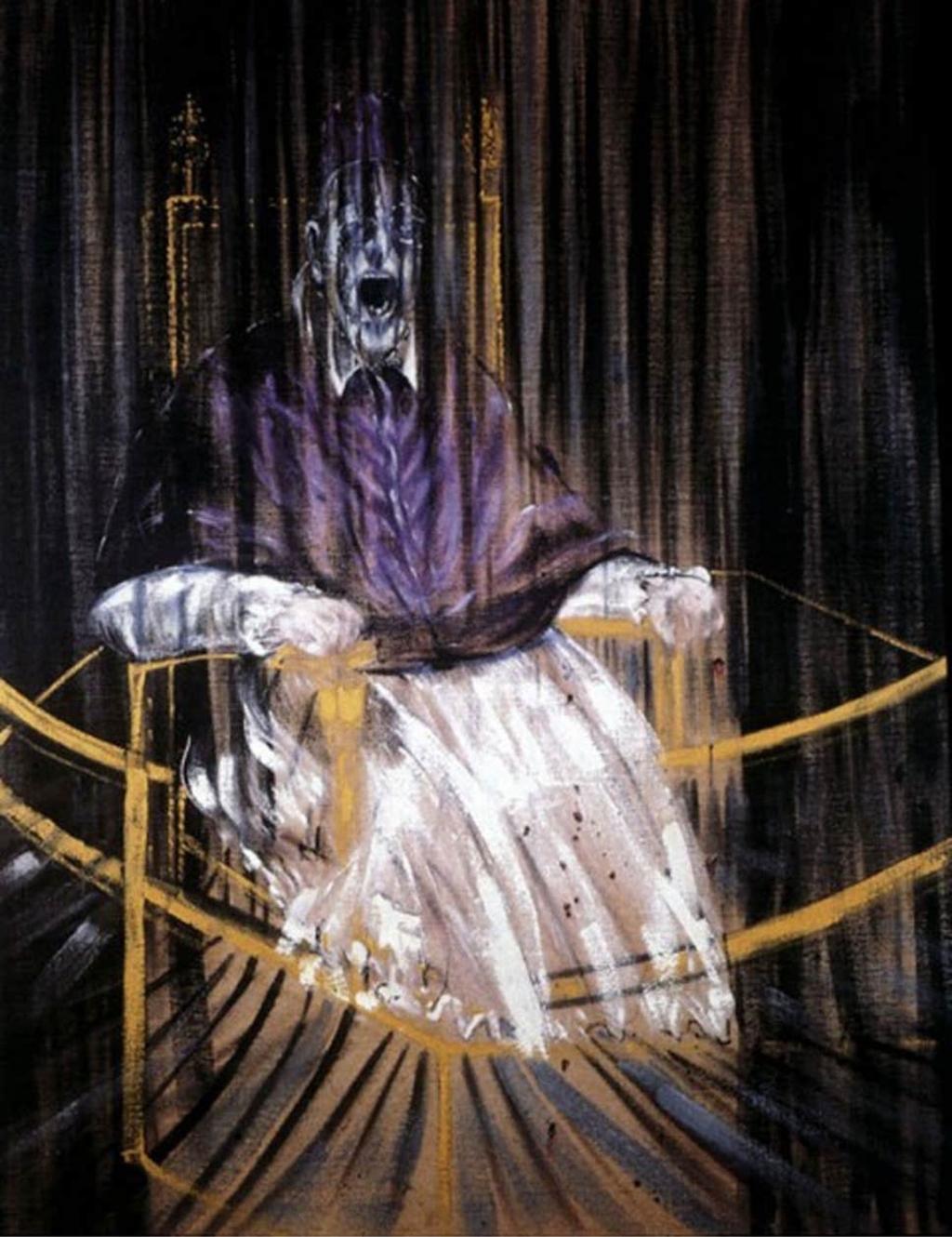 Francis Bacon, Studie naar Velázquez' portret van paus Innocentius X, 1953, olieverf op doek, 153 x 118 cm, Des Moines Art Center.