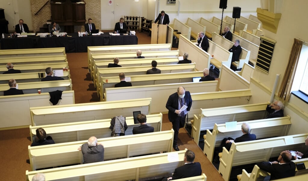 In september kon de CGK-synode nog een keer fysiek vergaderen in Nunspeet. De vergaderingen zijn nu online. (beeld Dick Vos)