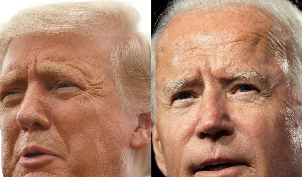 Ondanks vier jaar presidentschap is Trump (links) nog altijd de buitenstaander die Washington, nota bene vanuit het Witte Huis, onder vuur neemt. Juist omdat Biden (rechts) al zo lang in de landelijke politiek zit. (beeld anp)