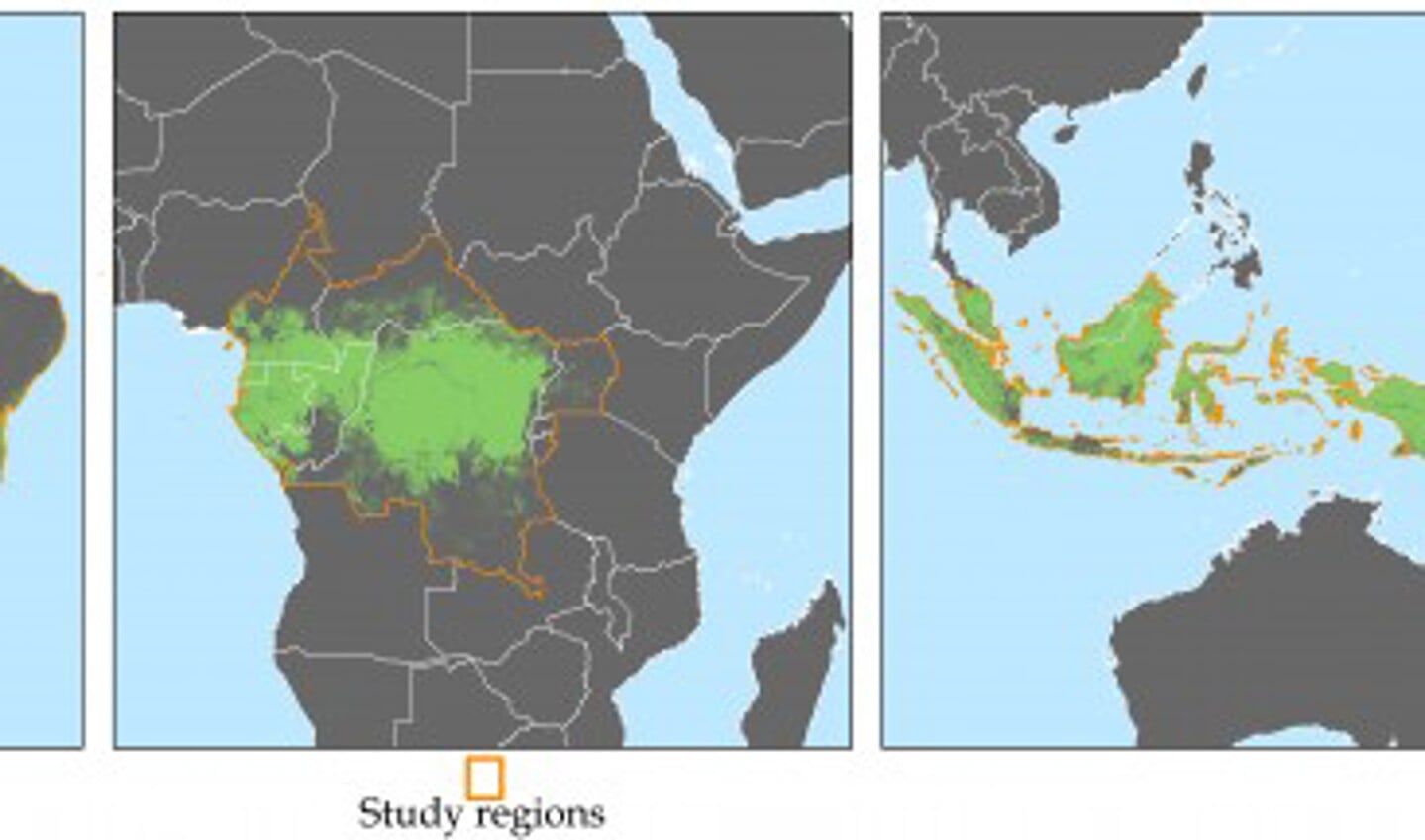 Observaties van ontbossing in 22 landen in Azië, Zuid-Amerika en Afrika.