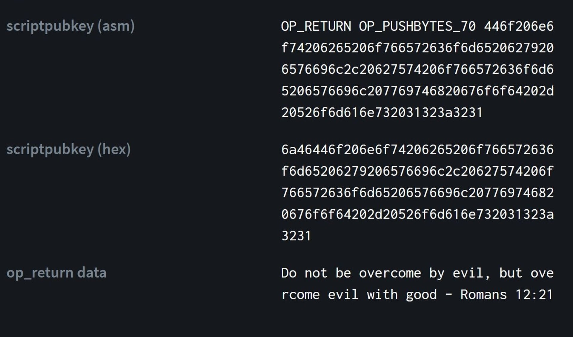 Een deel van de code van Bitcoin-block 666.666.