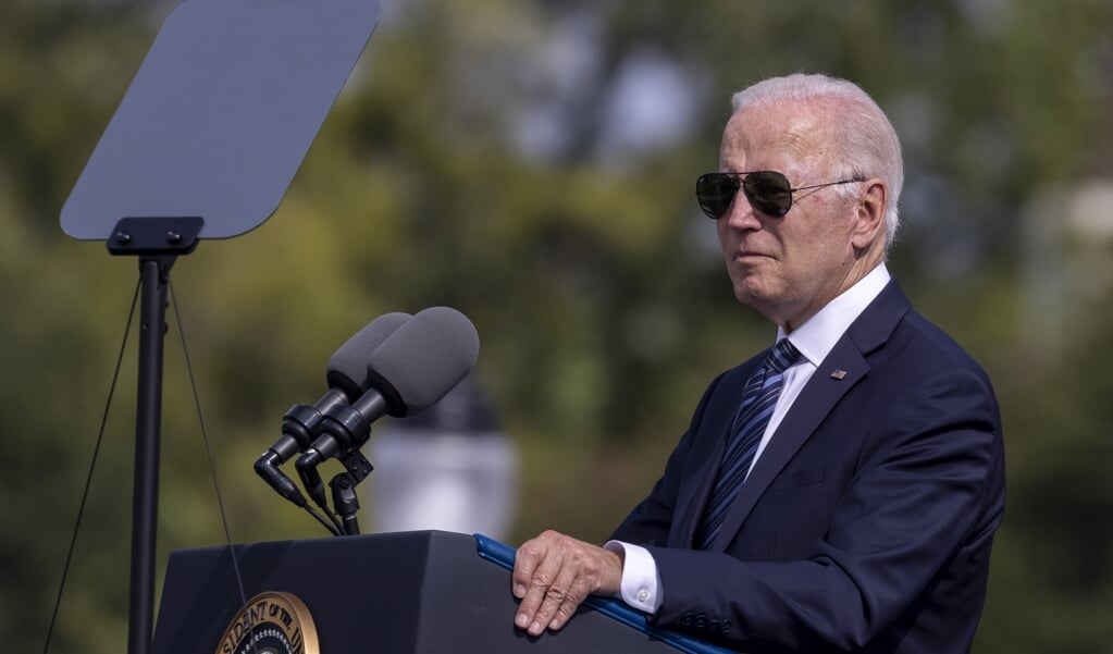 Amerikaanse president Joe Biden  (beeld epa / Tasos Katopodis)