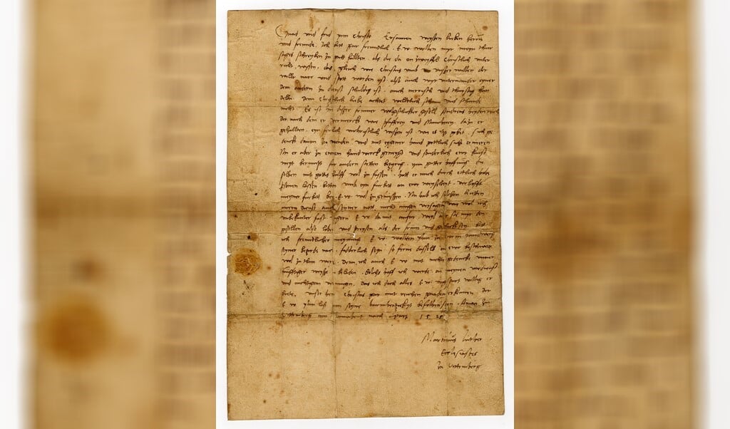 Deze brief is van Maarten Luther aan het goudsmedengilde in Neurenberg (1525). (beeld koninklijke verzamelingen den haag)