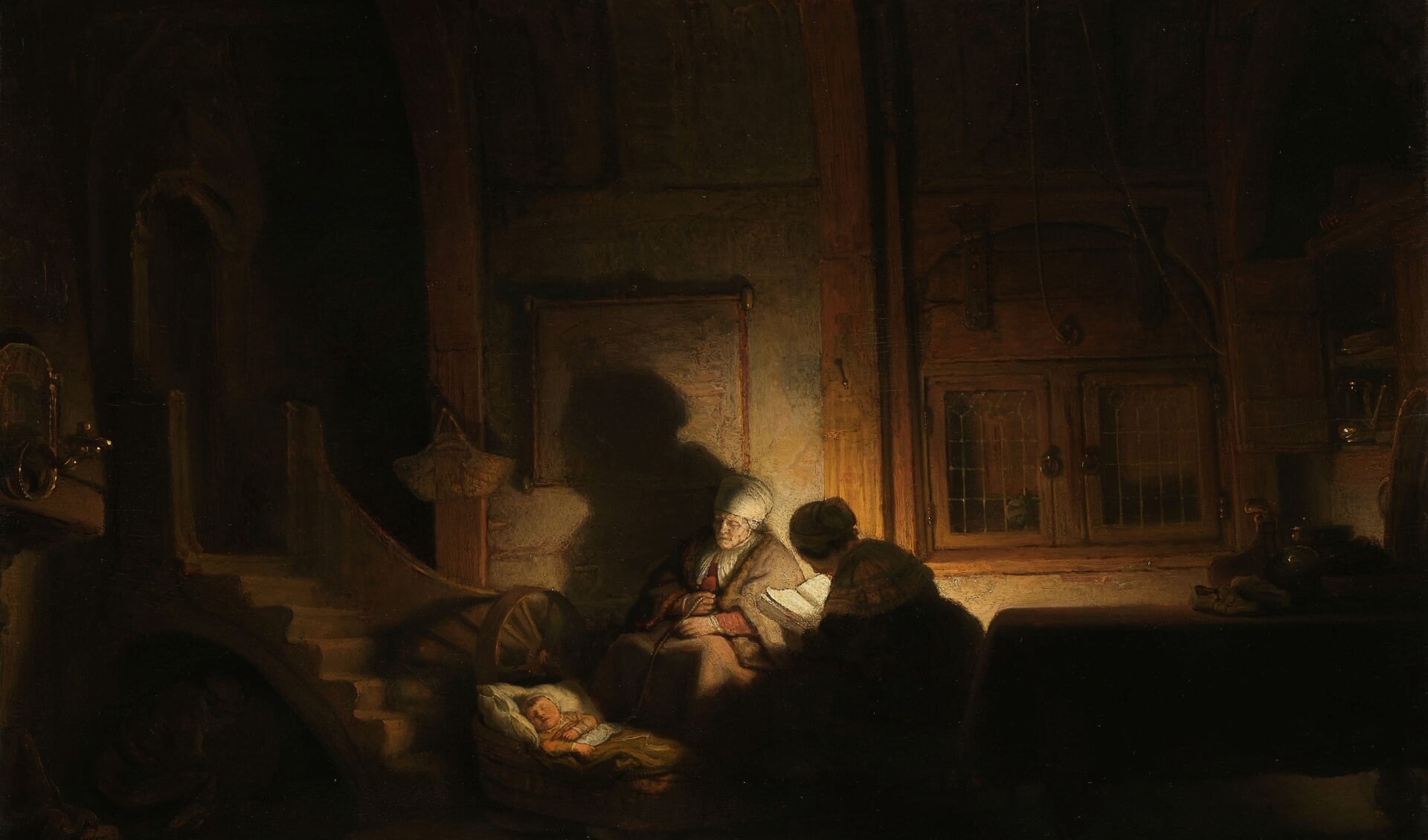 'De heilige familie bij avond' van Rembrandt van Rijn (atelier van) (1642–1648) uit het Rijksmuseum.