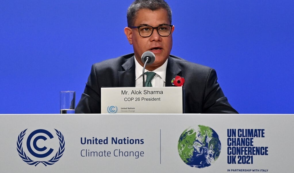 Alok Sharma, de voorzitter van de COP26-klimaatconferentie.  (beeld afp / Paul Ellis)