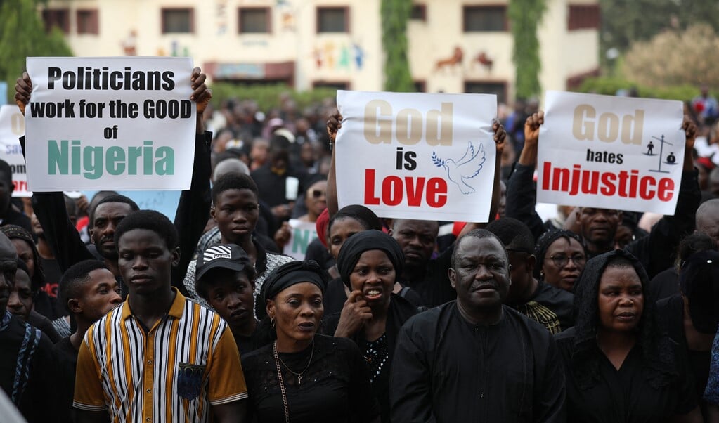 In maart 2020 werd de Nigeriaanse regering opgeroepen meer te doen tegen religieus gemotiveerd geweld.   (beeld Kola Sulaimon / afp)