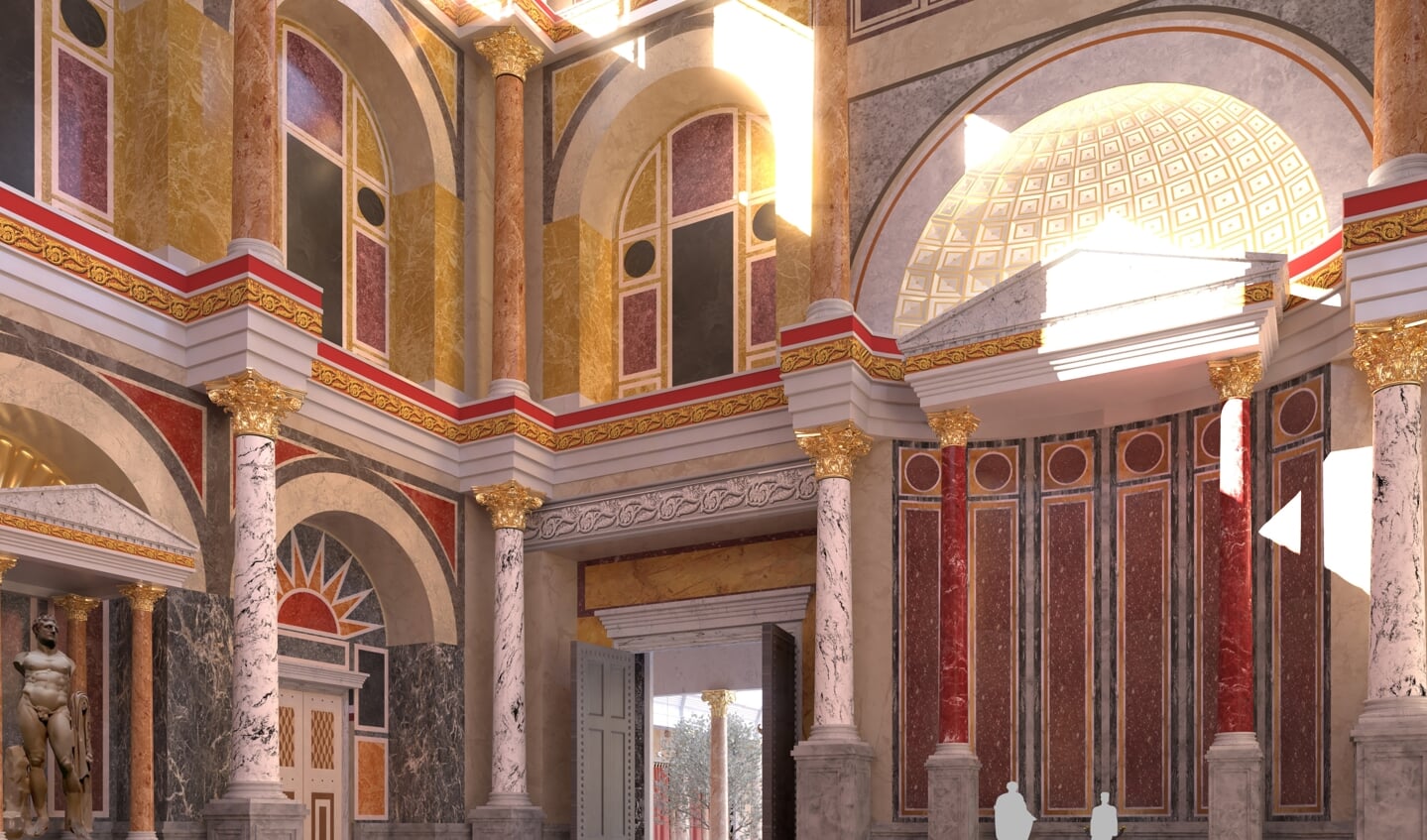 Reconstructie troonzaal in paleis Domitianus, Rome. © Learning Sites, Inc.