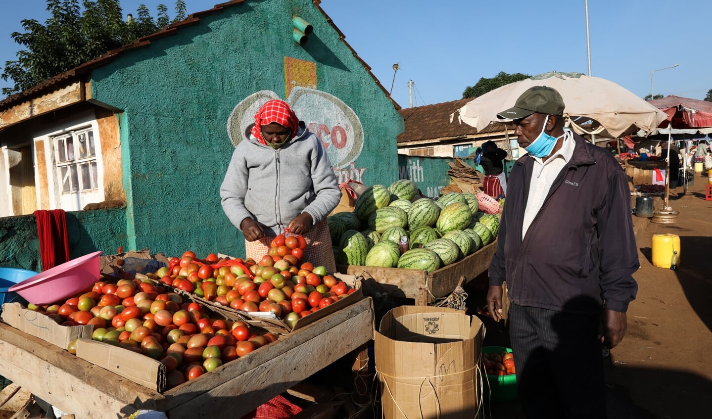 Marktkooplui zijn onderdeel van de informele economie van Kenia. Zij moeten rondkomen van de dagelijkse verkoop van fruit.