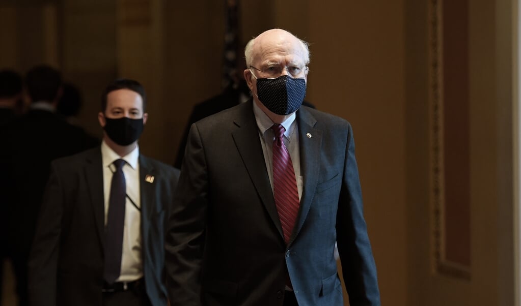 Senator Patrick J. Leahy zal als oudste Democratische lid van de Senaat het impeachmentproces tegen oudpresident Donald Trump leiden. (beeld AFP/ TOlivier Douliery)