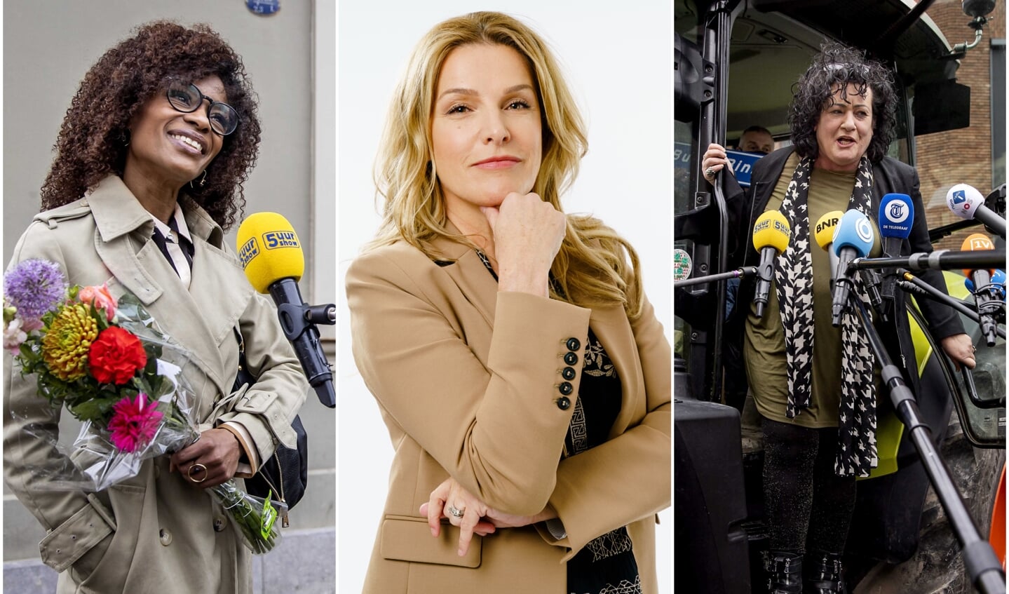 Sylvana Simons (BIJ1), Lucille Werner (CDA) en Caroline van der Plas (BBB).