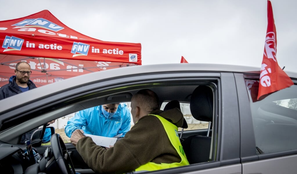 Staking in de transportsector op 14 mei, onder meer over de bescherming van flexwerkers. (beeld anp / Sem van der Wal)
