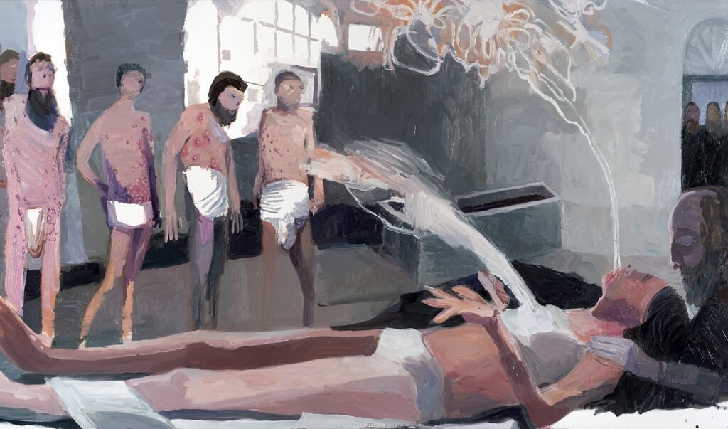 The Exorcism of Mary Magdalene, 2020, olieverf op doek, Helen Verhoeven. Courtesy kunstenaar / Stigter van Doesburg, Amsterdam. (beeld museum catharijneconvent)