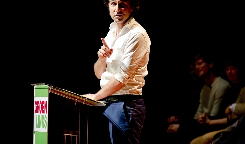 GroenLinks-lijsttrekker Jesse Klaver tijdens de verkiezingscampagne in 2017 (beeld anp / Remko de Waal)