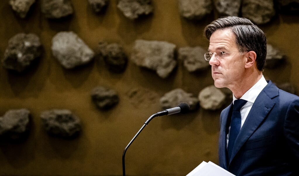 Demissionair premier Mark Rutte tijdens de tweede dag van de Algemene Politieke Beschouwingen. (beeld anp / Sem van der Wal)