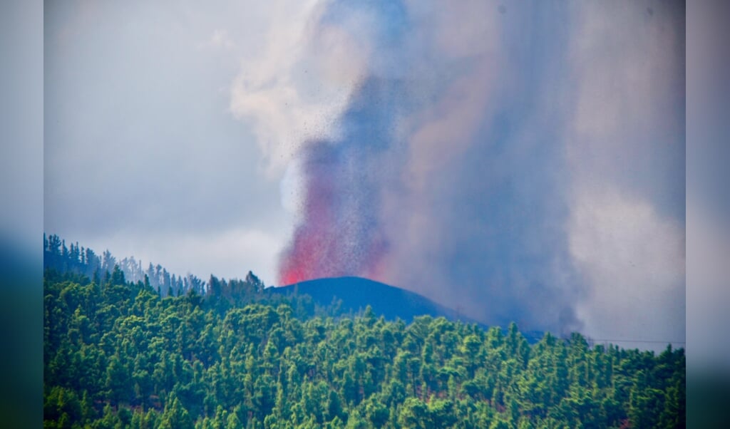 Een lavastroom uit de vulkaan op La Palma verwoest alles wat hij op zijn pad kruist. (beeld epa / Miguel Calero)