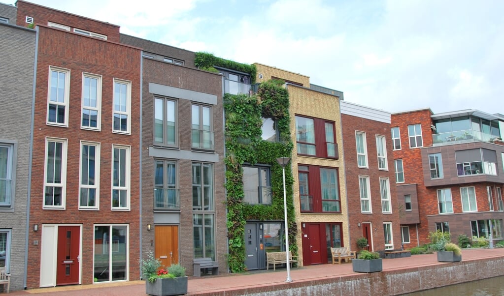 'De kerk mag een voorbeeld zijn en initiatieven voor vergroening van de stad stimuleren.' Beeld: de eerste groene gevel in Nederland binnen seriematige woningbouw in privé-eigendom is te vinden in Delft. (beeld Sempergreen)