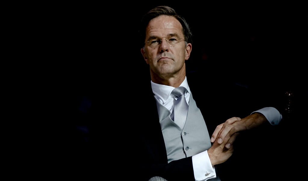 Demissionair premier Rutte tijdens de Troonrede. 'De verhouding met Sigrid Kaag is beter dan voorheen’, zegt hij over de kabinetsformatie. (beeld anp / Robin van Lonkhuijsen)