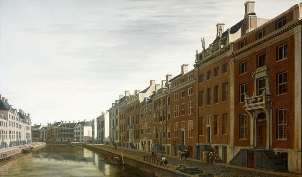 De bocht van de Herengracht (Gerrit Berckheyde, 1672). De architectuur was Frans geïnspireerd.  (beeld Rijksmuseum)