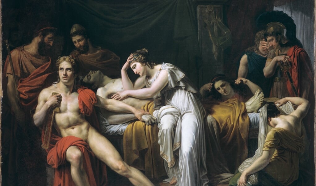 'Briseïs rouwt om Patroclus', geschilderd door Julien-Michel Gué, 1815.  (beeld wikipedia)