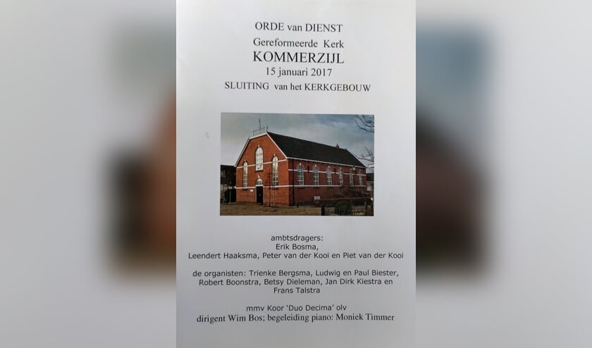 Liturgieboekje bij de laatste kerkdienst in Kommerzijl. 