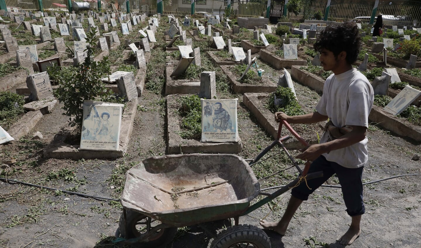 Een begraafplaats voor oorlogsslachtoffers in Sana'a, Jemen.