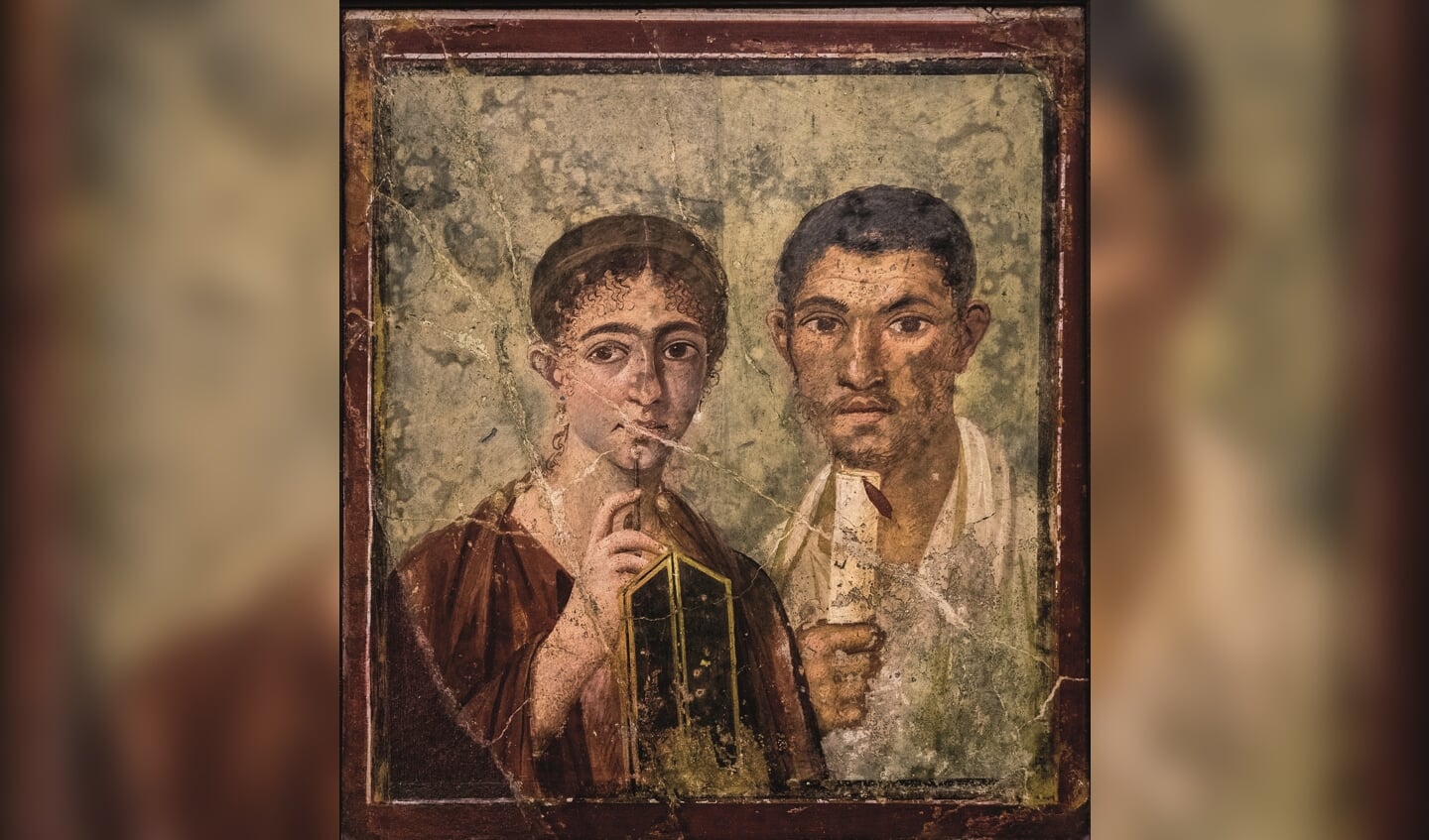 Fresco met portret van de bakker Terentius Neo en zijn vrouw, eerste eeuw na Christus, vindplaats Pompeï.