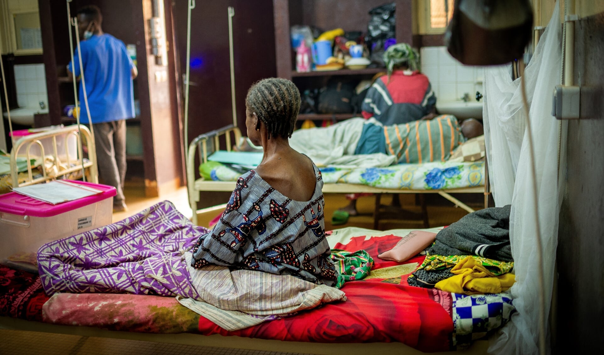 Een vrouw met aids in een ziekenhuis in Bangui, de hoofdstad van de Centraal-Afrikaanse Republiek.