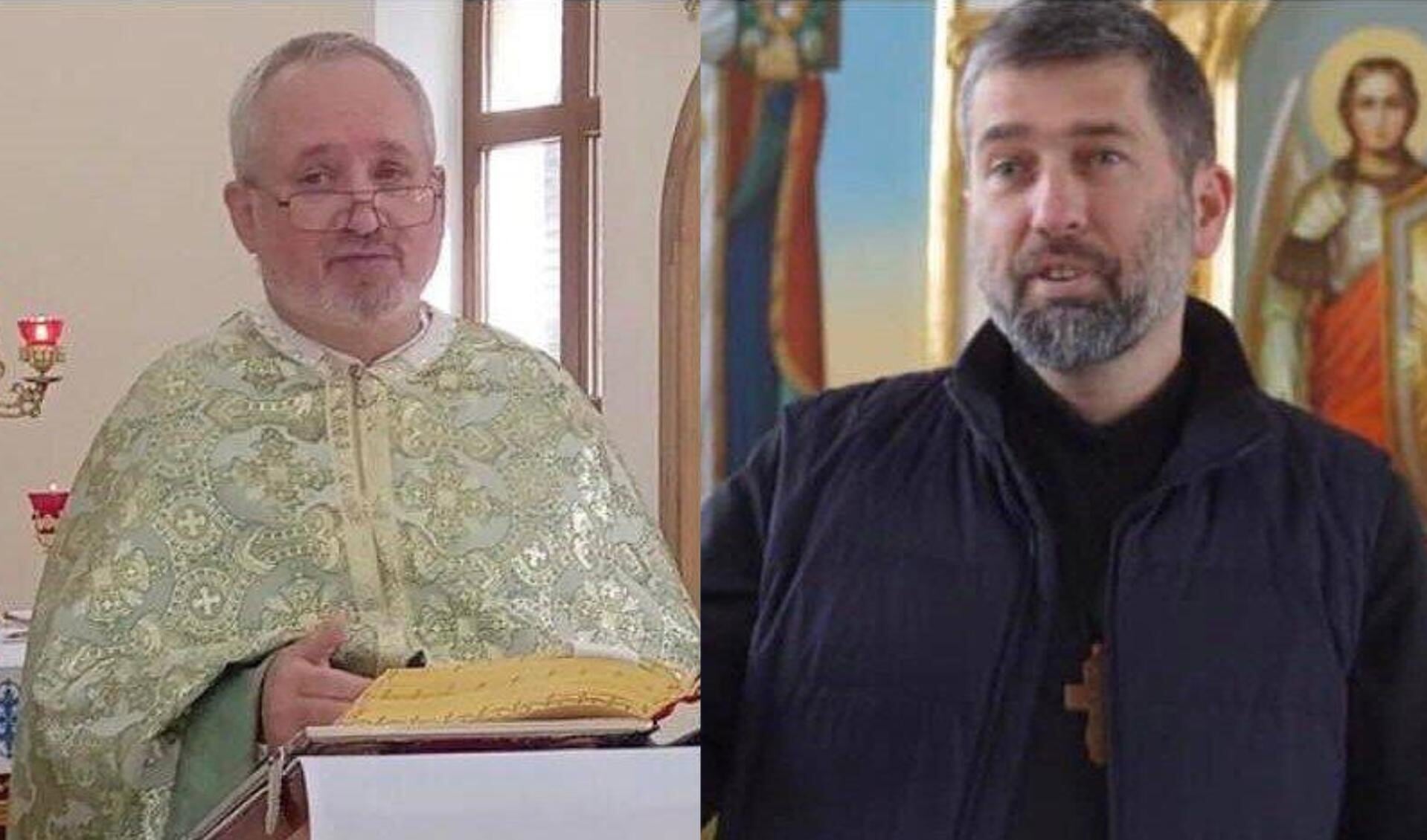 De beide opgepakte Oekraiense redemptoristen, pater Ivan Levytskyi (links, de pastoor van de Grieks-katholieke parochie van Berdjansk) en pater Bohdan Gelata (rechts, kapelaan van de parochie).