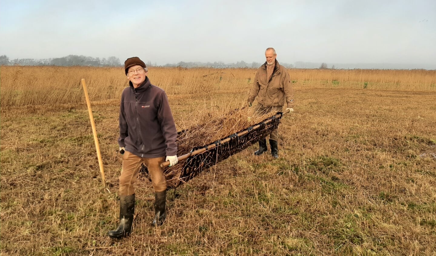 Maaisel wordt afgevoerd om de grond schraler te maken en zeldzame plantensoorten terug te laten keren. Links: Dirk Jan Booij.