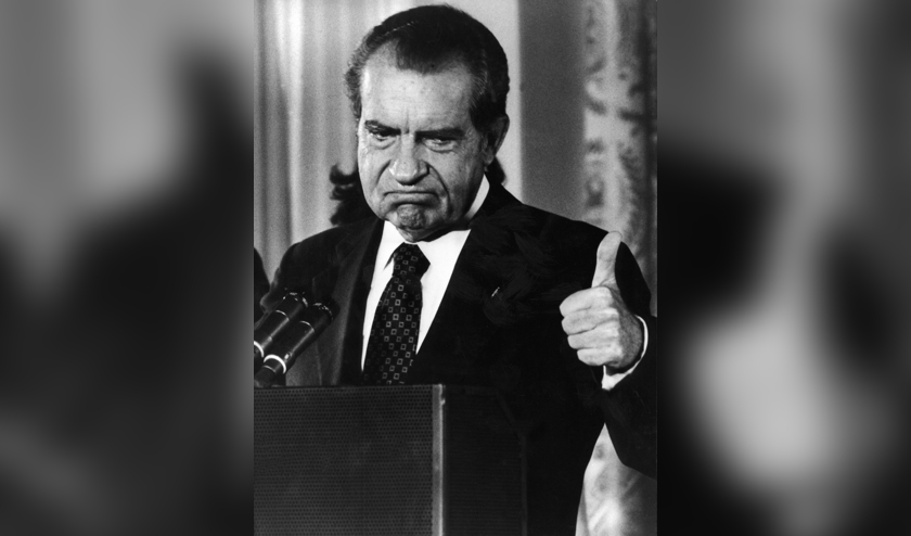Richard Nixon op 8 augustus 1974, nadat hij zijn aftreden had bekendgemaakt.