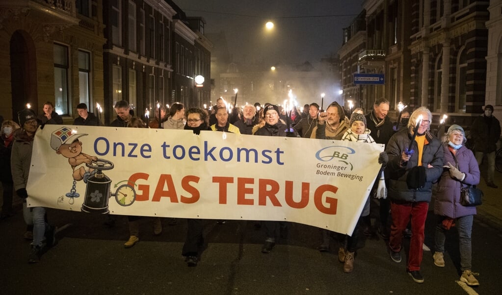 Protest in Groningen tegen het gasbeleid van de overheid.  (beeld anp / Remko de Waal)