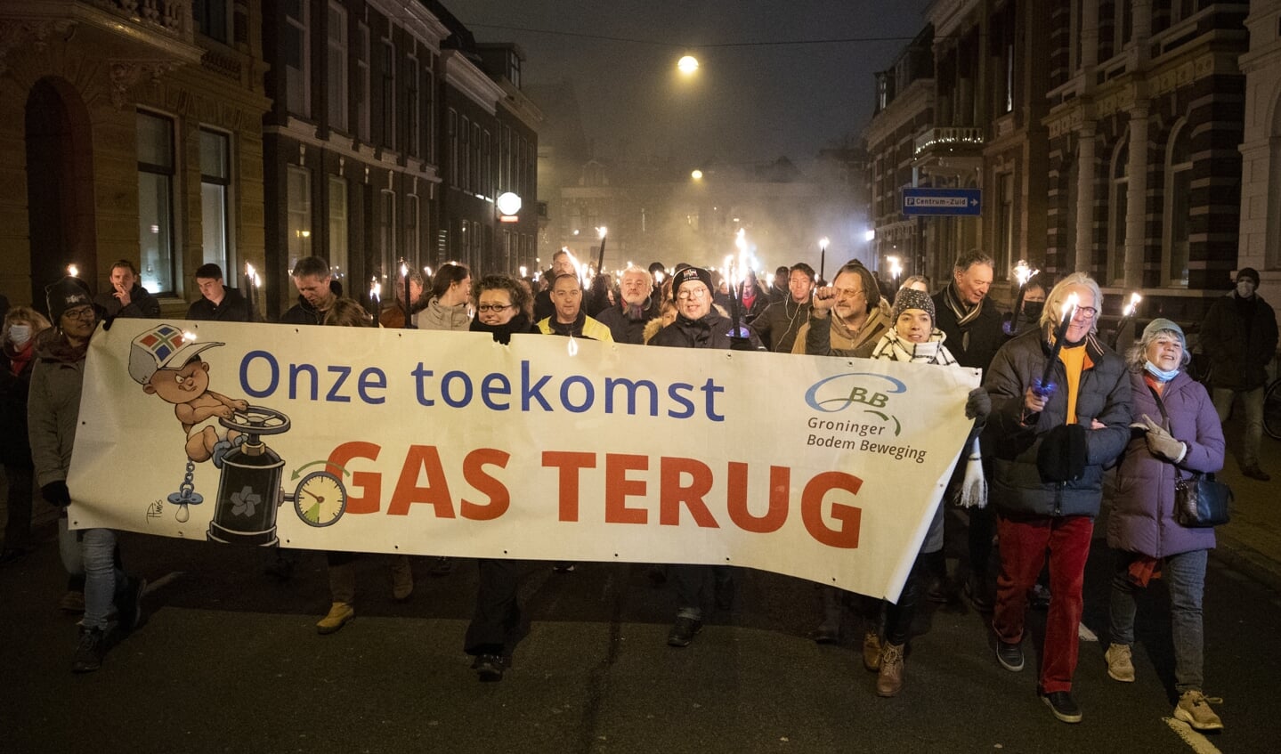 Protest in Groningen tegen het gasbeleid van de overheid.