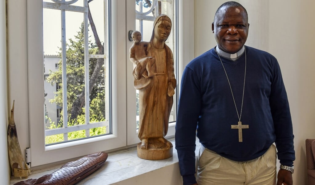 Kardinaal Dieudonné Nzapalainga, aartsbisschop van Bangui en hoofd van de Rooms-Katholieke Kerk in de Centraal-Afrikaanse Republiek. (beeld Paolo Galosi)