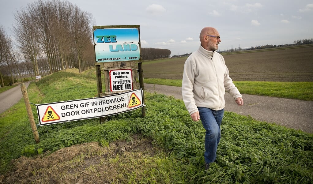 De ontpoldering van de Hertogin Hedwigepolder in Zeeuws-Vlaanderen mag ook van de rechter gewoon doorgaan. (beeld anp / Arie Kievit)