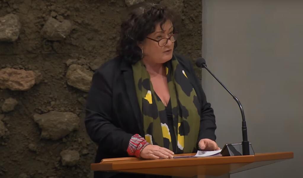 Boer Burger Beweging-leider Caroline van der Plas tijdens het stikstofdebat.   (beeld twitter)