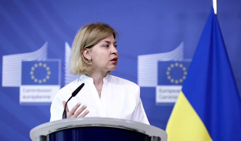 Olga Stefanishyna (vice-premier voor Europese en Euratlantische integratie van Oekraïne): 'Buitenlandse investeerders zullen positiever tegen Oekraïne aankijken als ze weten dat wij actief naar het EU-lidmaatschap toewerken.'  (beeld Kenzo Tribouillard / afp)
