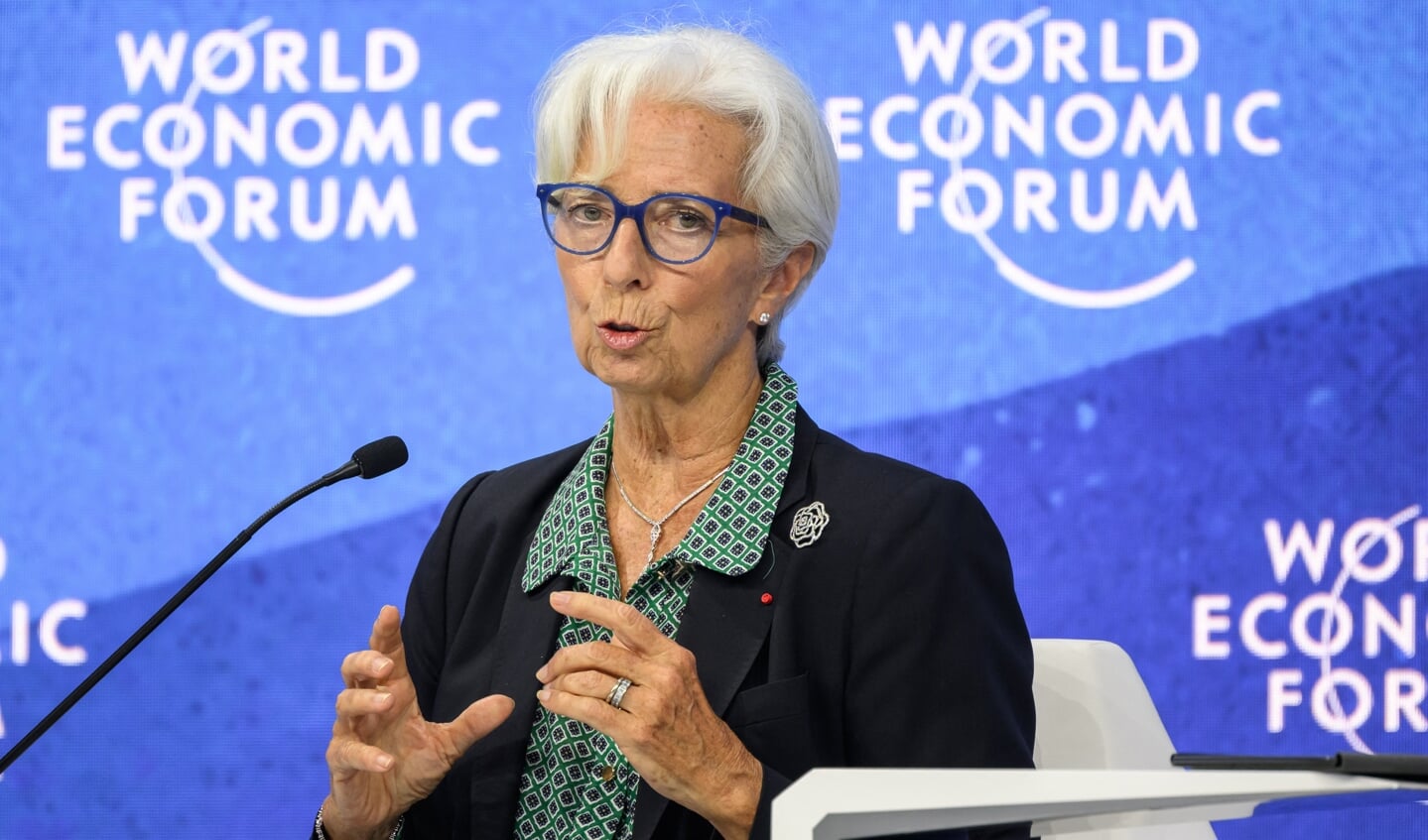 Christine Lagarde vorige maand op het World Economic Forum in Davos. Donderdag zal de president van de Europese Centrale Bank de pers te woord staan in de Hermitage in Amsterdam.