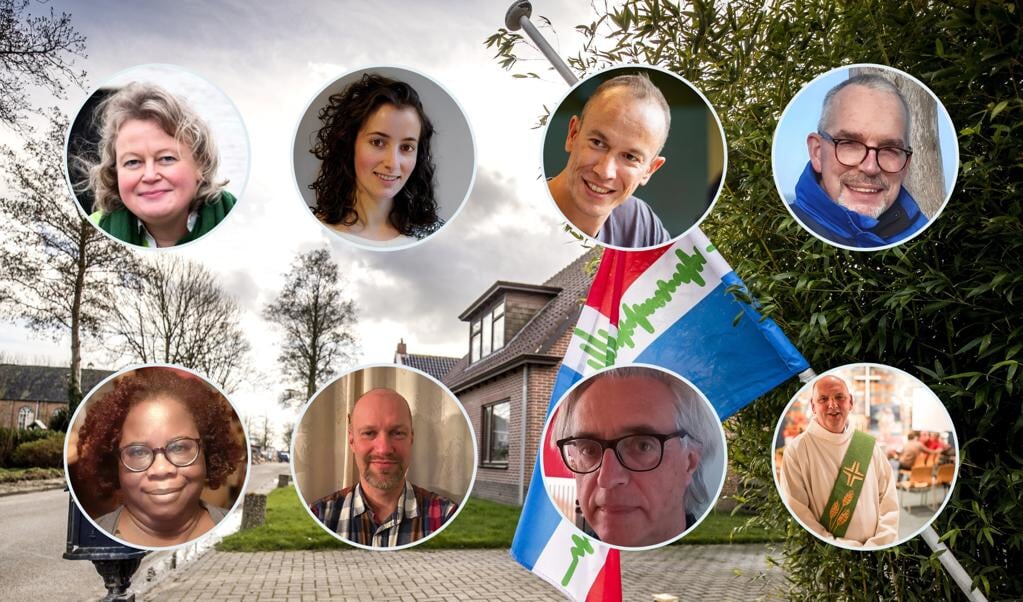 Irene Plas, Maria Bouwman, Bert Mollema, Nico van der Vegt, Sandra Oosterwolde, Klaas Hoff, Rein Delhaas en André van Aarle. (beeld anp / Remko de Waal / eigen foto)