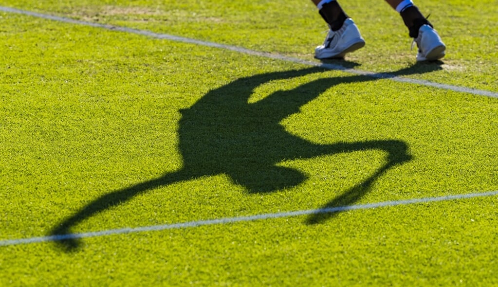 Robin Haase in actie, vorig jaar, in de tweede ronde tegen de Chileen Cristian Garin. (beeld Tegen de Chileen Cristian Garin op het Grastoernooi van Rosmalen. anp / Koen Suyk)
