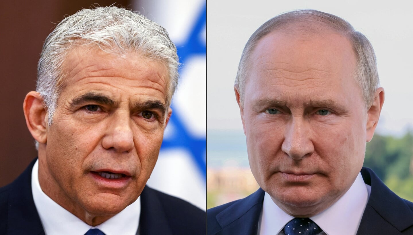 De Israëlische premier Lapid en de Russische president Putin.