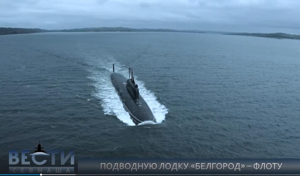 De K-329 Belgorod op een video van het Russische ministerie van Defensie   (beeld Videostill ND)