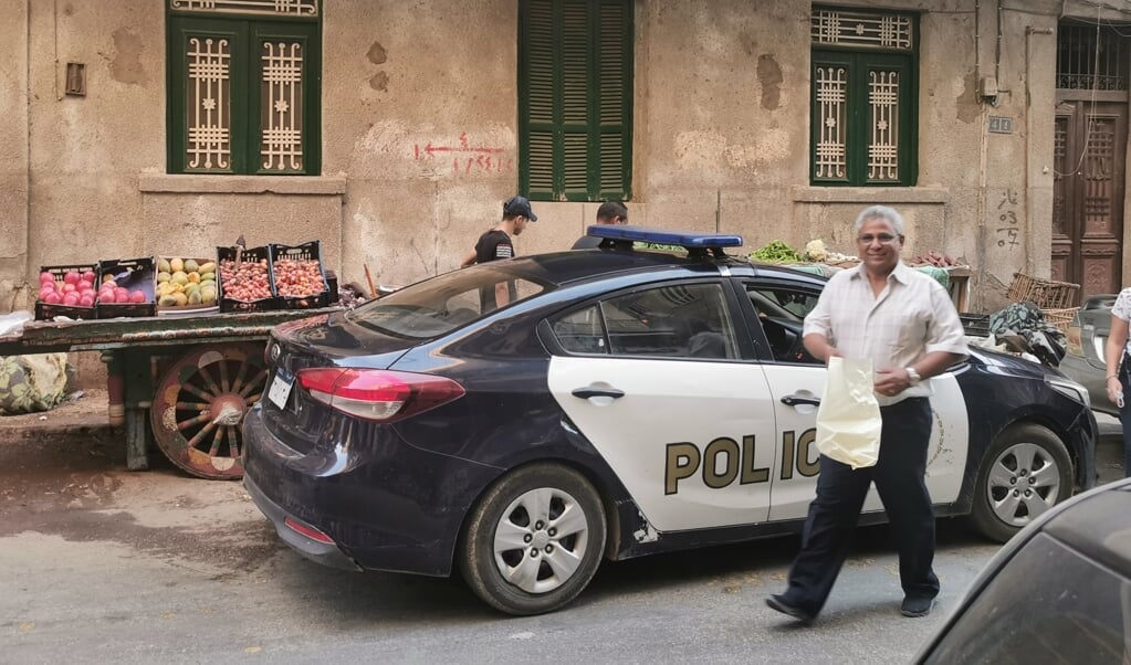 Politie is in Egypte nooit ver weg. Onder Sisi nam de veiligheid toe, maar de vrijheid af.  (beeld Jacob Hoekman)