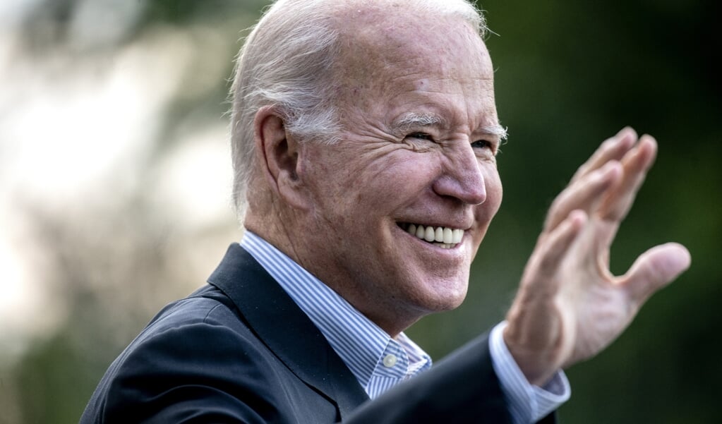 President Joe Biden eerder vandaag bij het verlaten van het Witte Huis. (beeld Stefani Reynolds / afp)